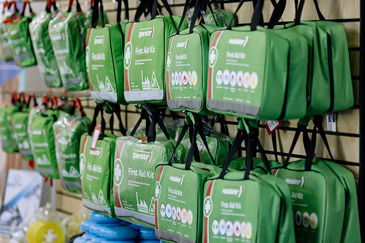 Workplace first aid kits on display at RTS First Aid Supplies